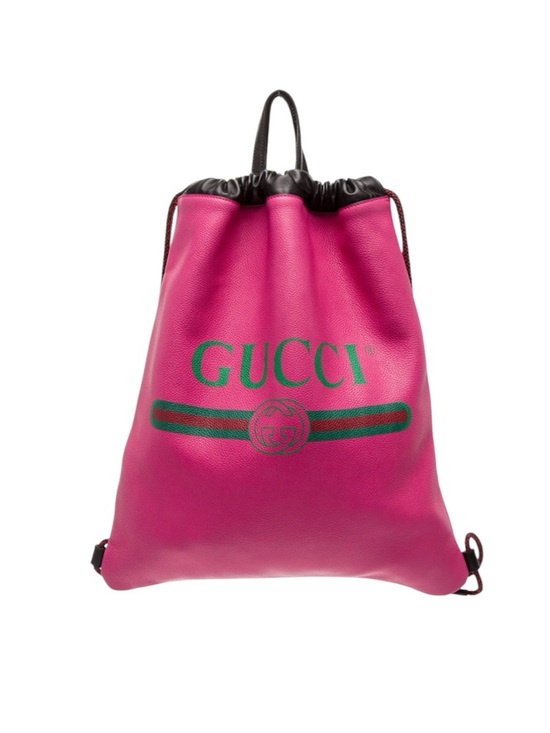 Gucci Handbags - Gucci Web Logo Drawstring Backpack Pink